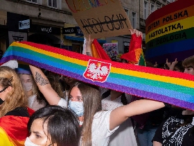 Poland, Poznań. A Solidarity Protest of LGBTQ+ People in Front of the Stonewall Group Headquarters